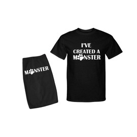 PandoraTees Matching Dog and Owner Outfit -I've Created A Monster, Adult Medium + Dog 2X-Large, Black