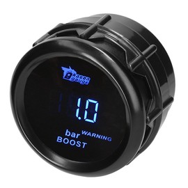 MOCNT Car Boost Gauge 2 Inch 52 mm Turbo Boost Display Bar Turbo Boost Gauge Blue Light Digital Display Meter Turbo Boost Gauge Smoke Len Universal with Sensor