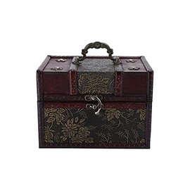 Caja de Almacenamiento de Madera Vintage, Cofre del Tesoro de Madera Decorativo portátil, baúl de Almacenamiento de Madera de 4 Estilos para Regalo, joyería, coleccionables(6262D-L)