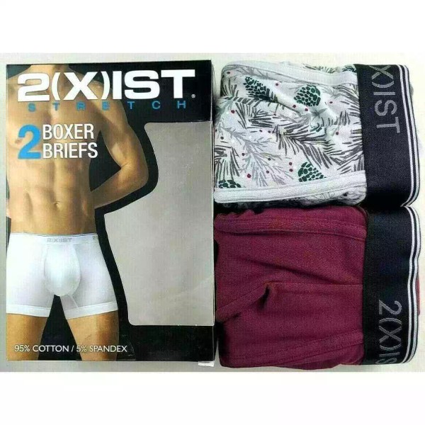 2(X)IST Men's Boxer Briefs L 34-36 2 Pack Red Pine