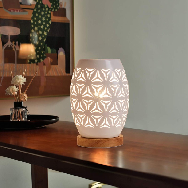 OuXean Unique beautiful white metal hollow design E27 60W table