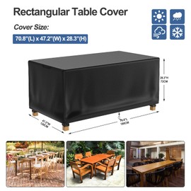 Delixike Garden Furniture Covers, Waterproof Protective Cover, Anti-UV Tarpaulin for Garden Table Seating Set, Waterproof Lounge Furniture, 420D Oxford Fabric, Garden Table Cover, 170 x 94 x 70 cm