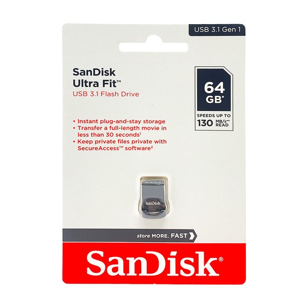 SanDisk ( サンディスク ) 64GB ULTRA Fit USB3.1 フラッシュドライブ ( 読取 最大130MB/s ) SDCZ430-064G ［ 海外パッケージ品 ］