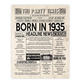 Stuff4 90th Birthday Poster Unframed - Born In 1935 Newspaper - Happy 90th Birthday Gifts for Men Women Vintage Retro Back In 1935, 8x10 Inch Ninety Ninetieth Bday Party Decor Decoration