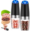 Electric Gravity Salt and Pepper Grinder Set: Adjustable Coarseness, Battery-Powered with LED Light, Single-Hand Operation by Rongyuxuan