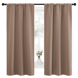 NICETOWN Cortinas Opacas para Ventana de Cocina, Tratamiento de Ventana, Aislamiento térmico, Bolsillo para Barra, pequeñas Cortinas Opacas para Dormitorio/Cocina (Moca, 1 Par, 86 x 160 cm)