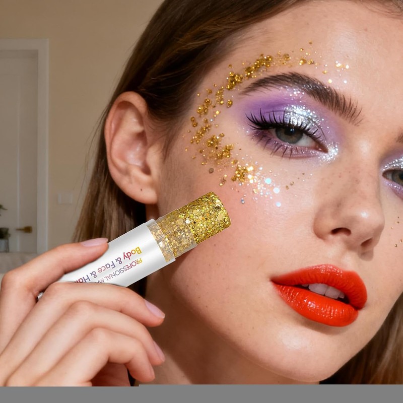 Stick De Purpurina Para El Rostro Gel Reluciente De Colores