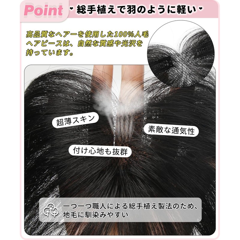 knnzk Bangs Wig, Human Hair, Fully Hand Planted, Partial Wig,