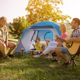 Camping Tent, Tent for Camping, Easy Set up Camping Tent for 4 Person Hiking Backpacking Traveling Outdoor, Light Blue
