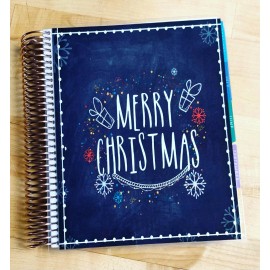 Handmade Xmas Chalkboard Snowflake Front/Back Cover Set 4 use w Erin Condren Planner