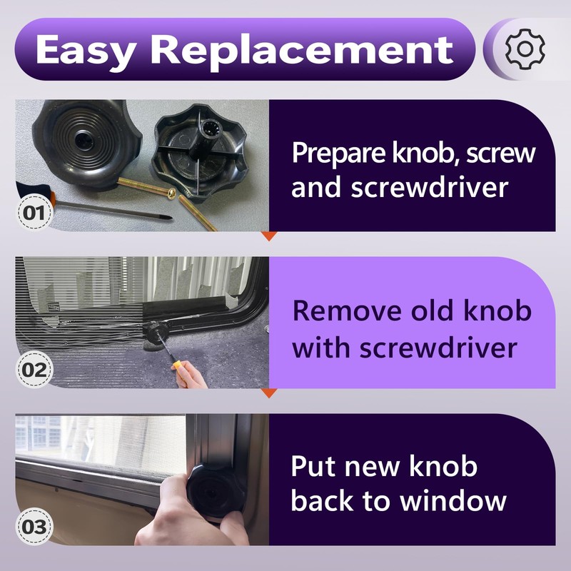 chaseroad 10 PCS RV Window Vent Knob 1" Shaft, Premium