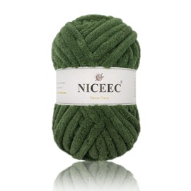 NICEEC Chenille Yarn Blanket Yarn for Knitting Fancy Yarn for Crochet Weaving DIY Craft Total Length 40m (44yds,100g) _Army Green
