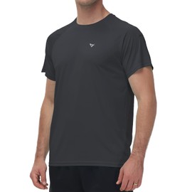 VAYAGER Men's UV Rash Guard T-Shirt Swimming Shirt UPF 50+ Swimming Shirts, Quick Drying, Loose Fit, Water Surf Shirt, darkgray, L