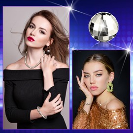 Poen 200 Pcs Disco Ball Beads Round Silver Reflective Mirrorball Charms Mini Disco Ball Bracelet Necklace Jewelry Earrings Making Pendants for 70s 80s Costume DJ Party DIY, 10mm, 8mm(8 mm)