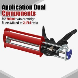 Epoxy Gun Dual Cartridge 200 ml, Epoxy Gun Dual Cartridge Hand Caulking Seam Sealer Gun, Caulk Gun Panel Bond, Dual Component Cartridge Gun for 6.75 Fl Oz Mix Ratio 1:1 and 2:1