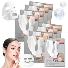 8 Pcs Mascarilla Bio Colgeno, Mascarillas Nocturna de Colgeno, Mascarilla Lifting Antiarrugas con cido Hialurnico,Minimiza Poros y Reafirma, Apto...  
