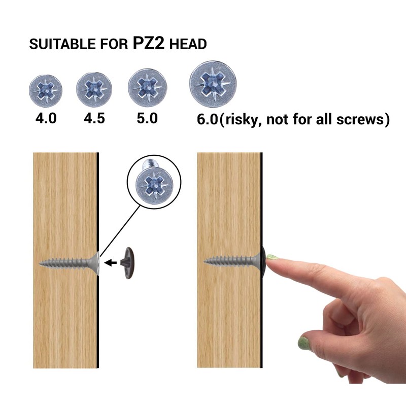Pack of 50 Pozidriv Screw Lids 12mm Diameter Pozidriv Head