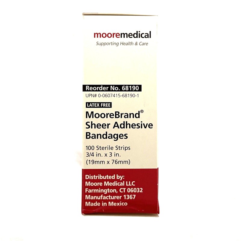 Moorebrand Fabric Adhesive Bandages, 3/4" x 3" - 100/box