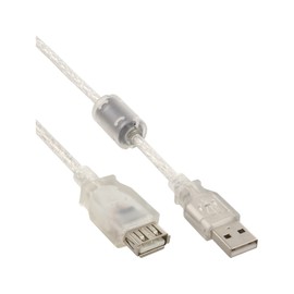 InLine 34618Q USB 2.0 Extension Male / Female Type A Transparent with Ferrite Core 2m