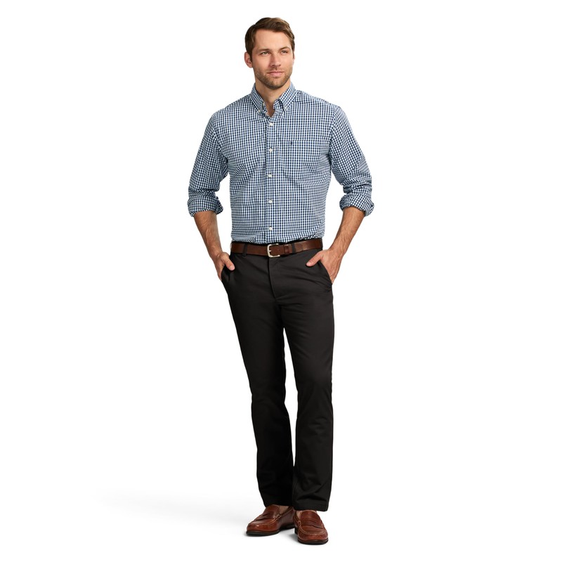 IZOD Men's American Chino Flat-Front Straight-Fit Pants, Black, 31W x