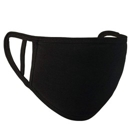 Kids 2 Ply Face Mask Washable Reusable Face Covering for Children, Cotton Face Mask Breathable Safety Mask Protection from Pollution, Black, 14cm x 10cm, 5pcs