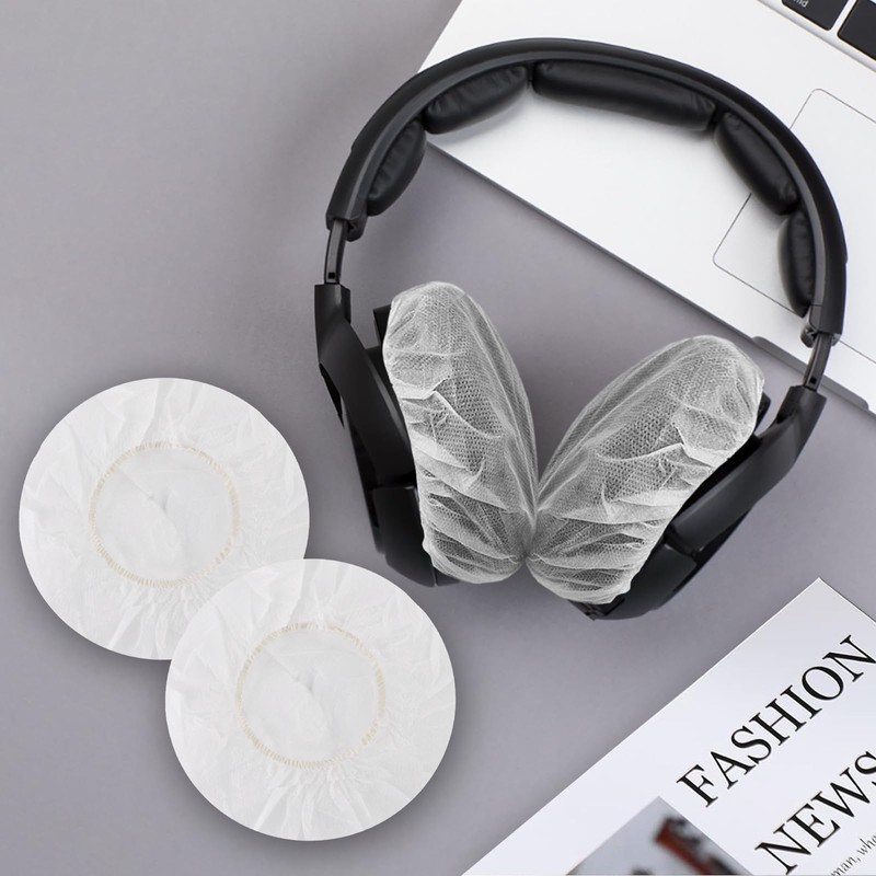 Tvoip 100Pcs White Non-Woven Sanitary Headphone Ear Cover, Disposable Super