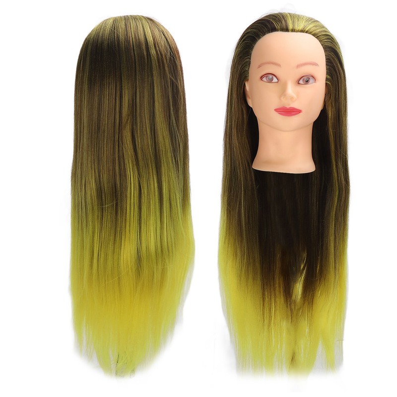 Hair Mannequin Head Simulation Ink Yellow Colour Mixture Gradient Hair