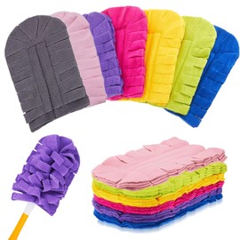14 Pcs Duster Refill Fleece Refills for Swiffer, Hand Dusters Cleaning Reusable Duster Pads for Ceiling Fan, Washable Dusters for Window, Sofa and Flooring, Rainbow Colors