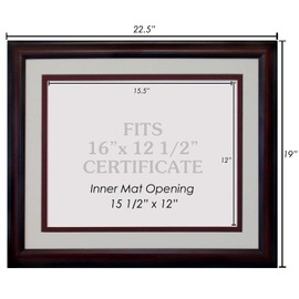Graduation Diploma College or University 16x12-1/2 Certificate Document Double Mat Mahogany Frame