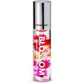 Blossom Roll on Lip Gloss, Scented Clear High Shine Moisturizing Lip Oil, Non Sticky, Infused with Real Flowers, Made in USA, 0.2oz, Strawberry