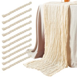 Cove & Wall - Cheesecloth Table Runner, Handmade Rustic Fabric Boho Cheesecloth Table Runner for Bridal Showers Weddings Birthdays & Reception Table Decorations, Tablecloth for Romantic Decor 10Pcs