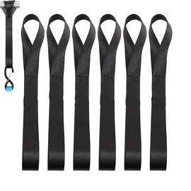 Walquicks 6 Pieces Black Soft Loop Tie Down Straps, Heavy Duty Motorcycle Tie Loops for Motorcycle Handlebar, Roof Rack, Scooters, Dirt Bikes, Lawn Garden Equipment Black Soft Loops