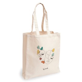 Loxato Printed Fabric Bag, Cotton Bag, Printed 100%, 35 (W) x 42 (H) x 8 (D) cm, Canvas Fabric 220 g/m², Printed Jute Bag, Shopping Bag, Long Handle, 70 cm Shopping Bag