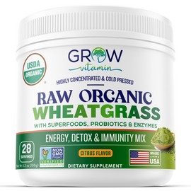 Grow Vitamin Dr. Berg Raw Organic Wheatgrass Juice Powder Lemon Flavor w/ Stevia