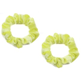 Mytoptrendz® 2 pcs Small Scrunchies Kids Soft Smooth Plush Velvet Hair Ties for Women Girls Thin Hair (Neon Yellow)