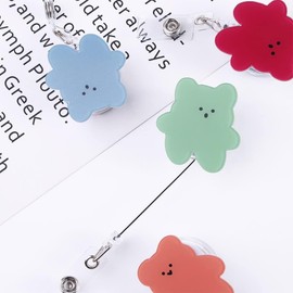 Blue Retractable Bears Badge Reel,Candy Color ID Card Clips Nurse Badge Holder for School Office Worker Doctor Nurse Badge Holders Identification Badges and Supplies Badge Holders