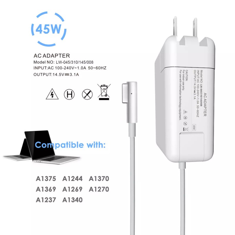 EverGrow 45W L-Tip Adapter Charger For Apple Macbook Air 11"
