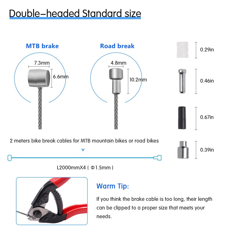 4PCS Universal Bike Brake Cable,Replaceable Brake Inner Wire Cable, Include
