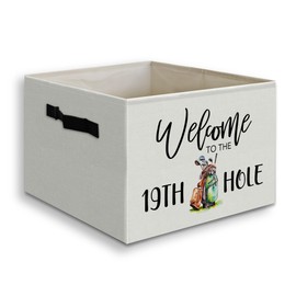 JUIOEIU Funny Golf Sports Foldable Storage Bins Box with Handles, Golf Lover Gifts, Welcome to the 19th Hole Sports Collapsible Organizer Basket for Bedroom Home Bar Bathroom Clothes Toys Books