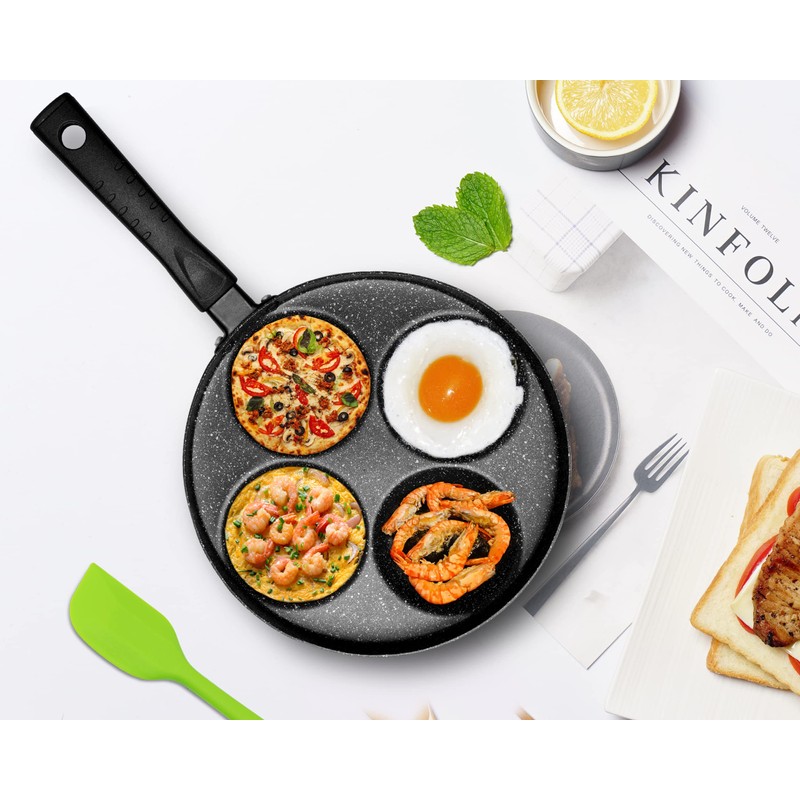 MyLifeUNIT Egg Frying Pan, 4-Cup Nonstick Fried Egg Pan, Aluminum