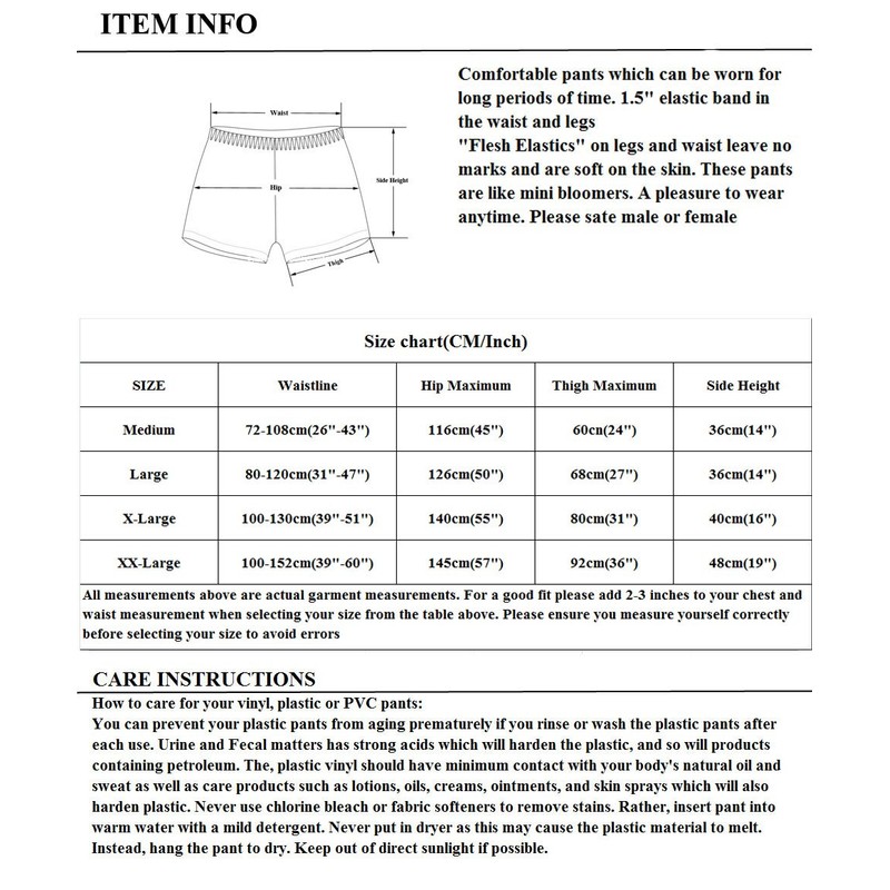 Haian Unisex Adult Incontinence Pull-on Plastic Comfort Pants (Transparent Black,