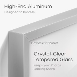 Homeforia Diploma 8.5x11 Picture Frame Silver, High End Metal 8.5x11 Frames for Wall or Tabletop, Silver Photo Frames 8.5 x 11 with No Mat, Tempered Glass, Wall Kit, Set of 1