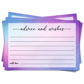 RWSEFK Blue Purple Advice and Wishes Cards for the New Mr and Mrs, Wedding, Bridal Shower, Baby Shower, Graduation, Party Decorations, 25 PCS 4x6 Inches Card-007
