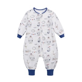 LAT LEE AND TOWN Baby Sleep Sack with Feet 0.5 TOG Long Sleeve Baby Sleeping Bag Toddler Sleep Sack with Legs Baby Wearable Blanket (Seabird, M)