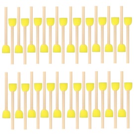 40 Pcs Round Sponge Paint Brushes Painting Brushes with Wooden Handle Foam Paint Brush Sponge Painting Tools for Staining,Varnishes,and DIY Craft Projects Yellow (0.6 Inch)
