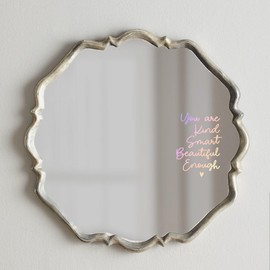 Mirror Decal Vinyl, Mirror Sticker, Bathroom Wall Decals, Mirror Sticker for Girls, Positive Affirmation Decal for Girls Room Bedroom, Slogan Wall Sticker, 5.5x7.7 inch (Vinyl Decal Without Mirror)