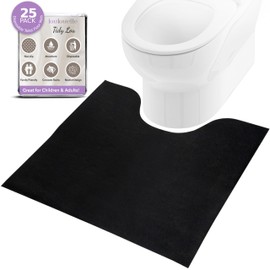 Tidy Lou Disposable Toilet Mats for a Hygienic & Stress-Free Home Bathroom Experience – Great for Children & Adults – Conceals Stains (Black), Absorbent, Non-Slip, U-Shape, Catches Dust/Hair - 25 Pack