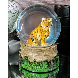 Ebros Forest Jungle Apex Predator Orange Bengal Tiger Glitter Snow Globe 100mm Collectible Figurine 6.25" Tall As Wildlife Animal Hunter Tigers Giant Cats Novelty Water Globes Decor