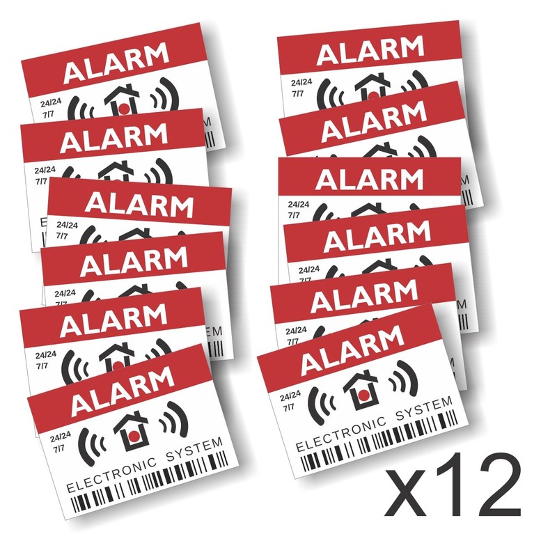 imaggge.com Electronic System Alarm Stickers, Pack of 12, Dimensions 7.4