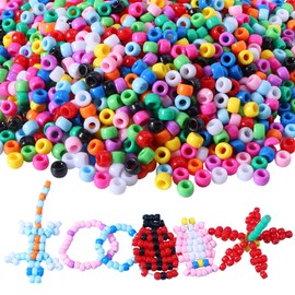 Colle 1900pcs Pony Beads Bulk, Pony Beads for Bracelet Jewelry Making, Hair Beads for Braids, Multicolored Plastic Bracelet Beads for DIY Crafts, Key Chains and Necklace